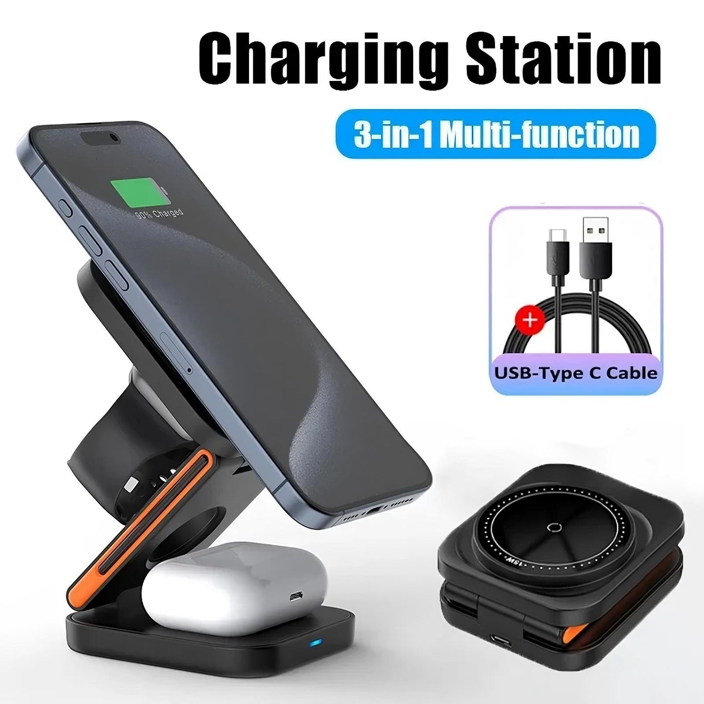 Elegant 3 in 1 Foldable Charging Station