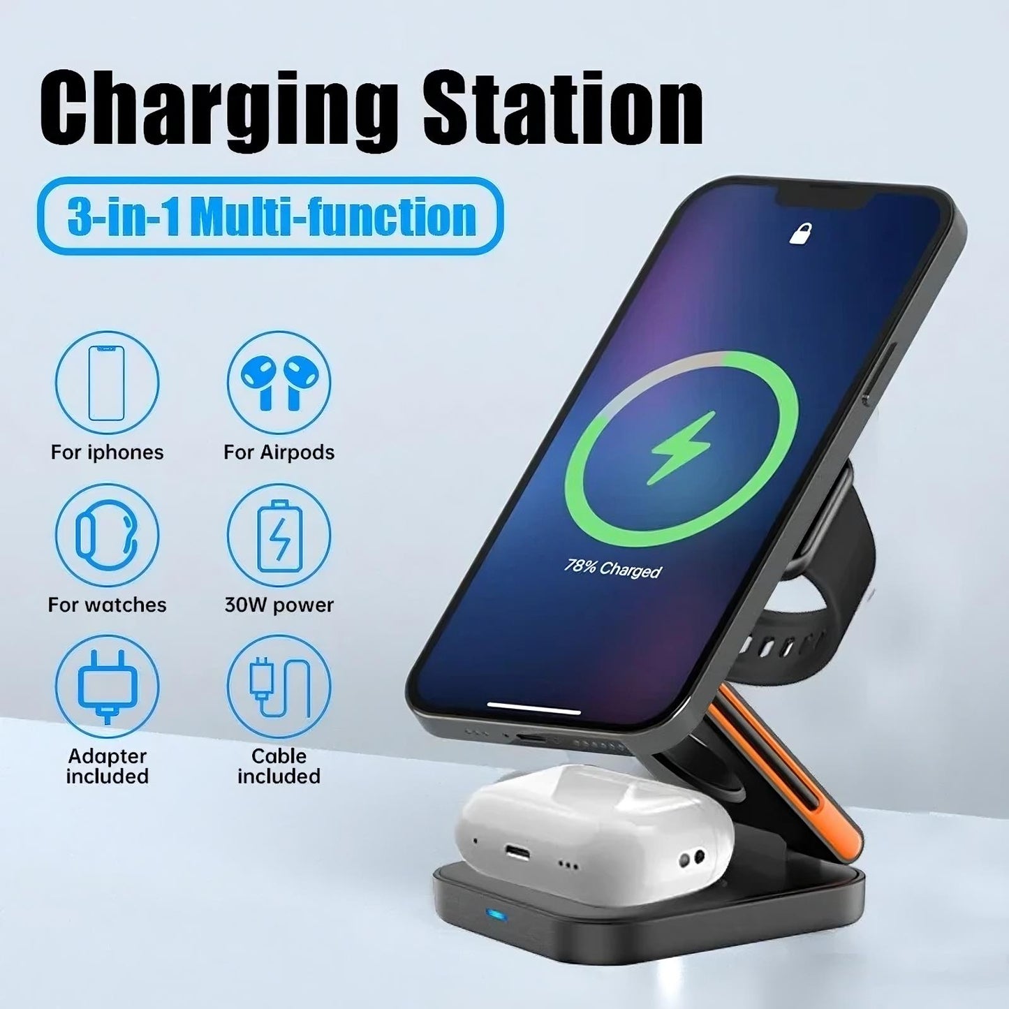 Elegant 3 in 1 Foldable Charging Station