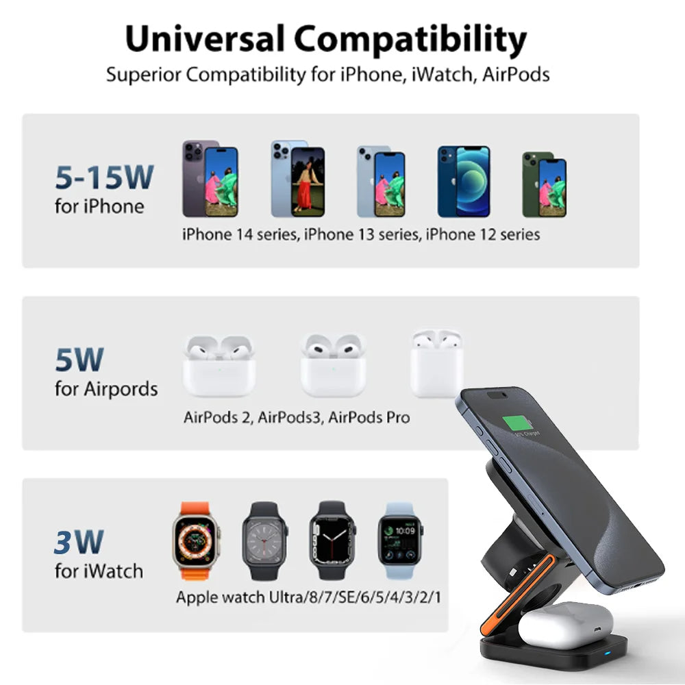 Elegant 3 in 1 Foldable Charging Station