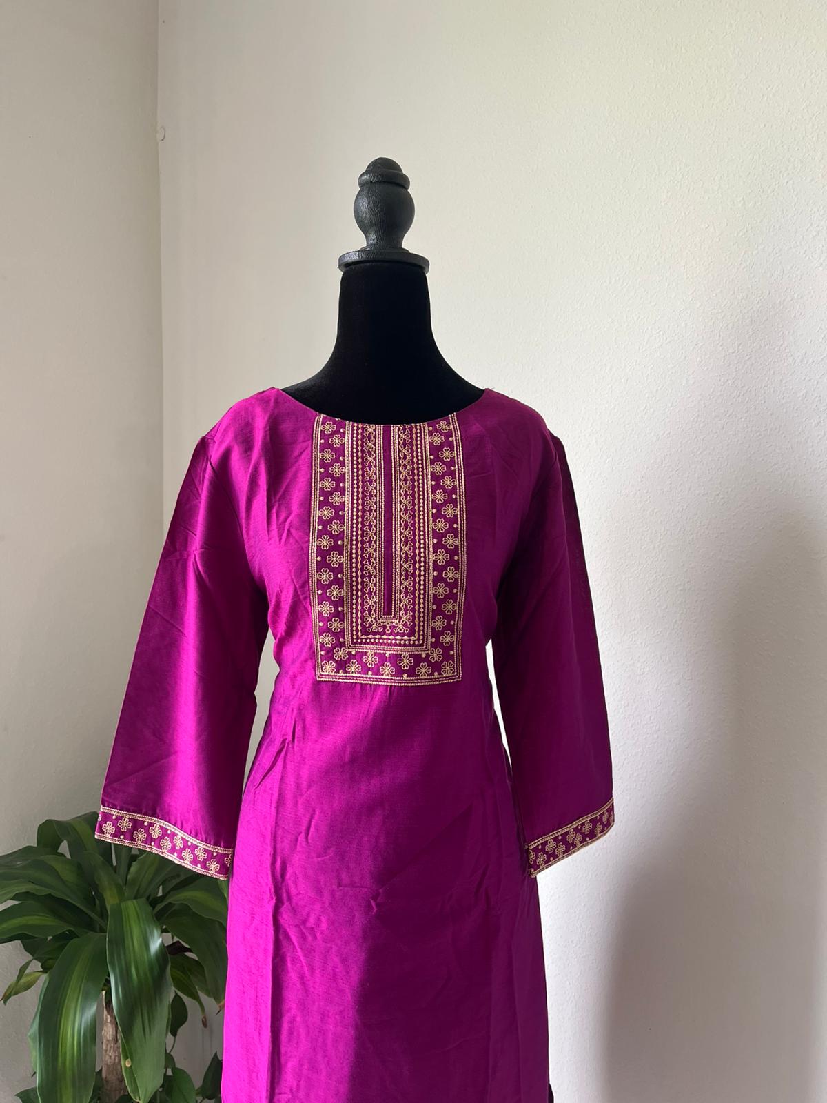 Ethnic Embroidered Kurta Trouser Dupatta Set