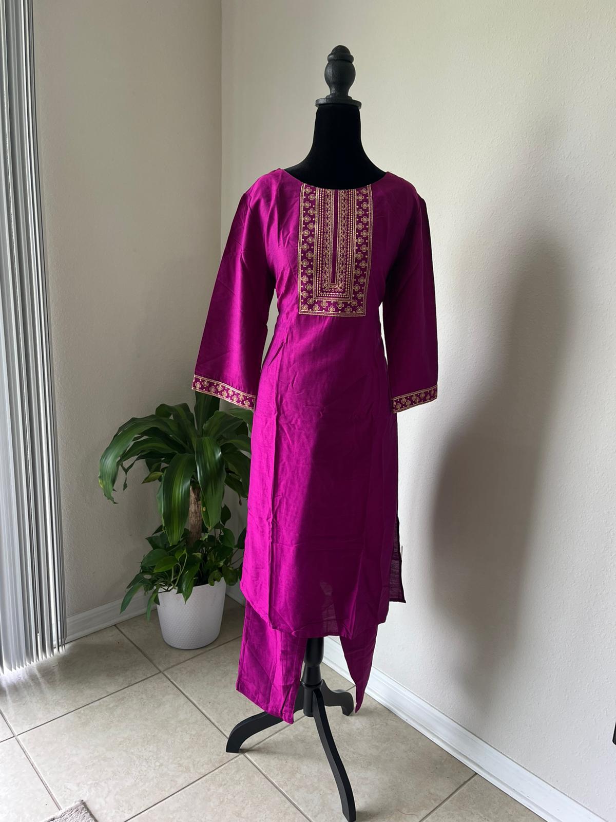 Ethnic Embroidered Kurta Trouser Dupatta Set