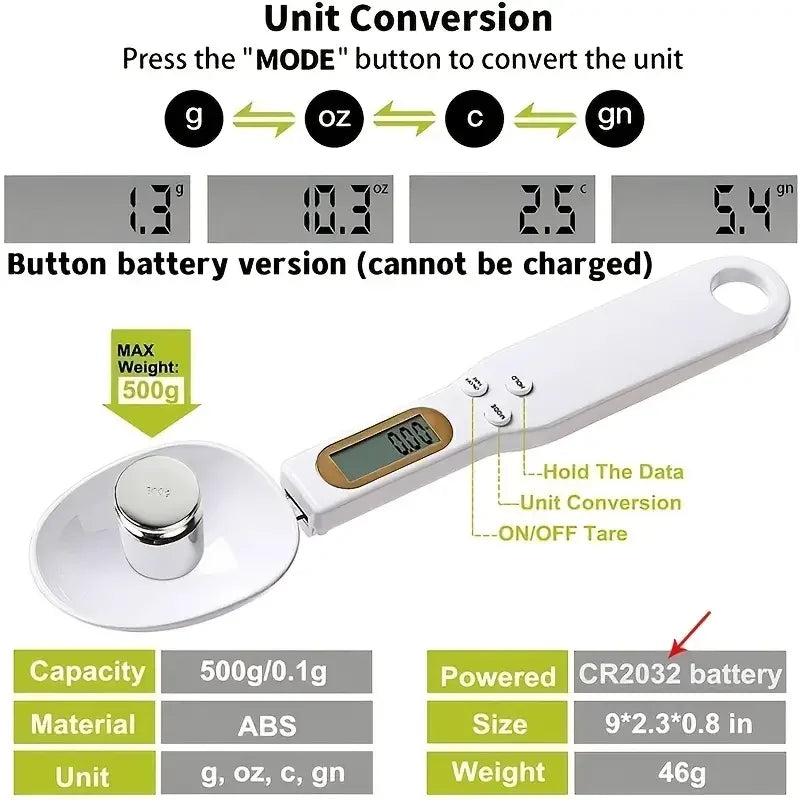 LCD Digital Measuring Spoon Scale – For Food, Flour, Milk & Coffee