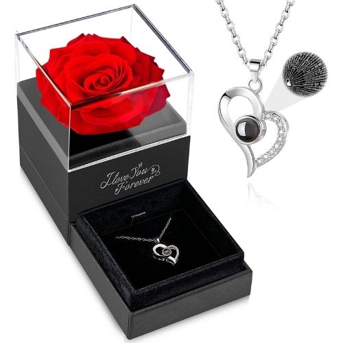 Preserved Rose With Necklace