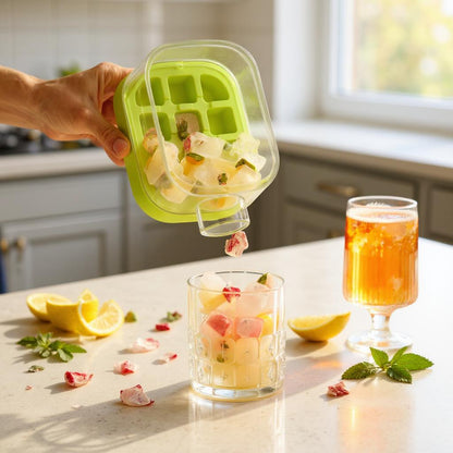 Household Plastic Ice Cube Tray with Lid- 800 ML