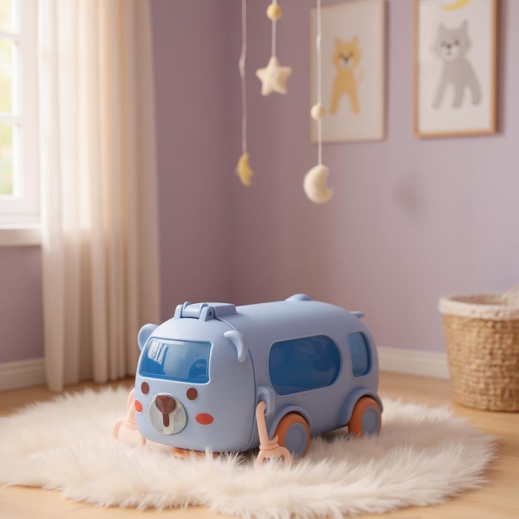 500ml Cute Cartoon Bus Straw Water Bottle with Handle