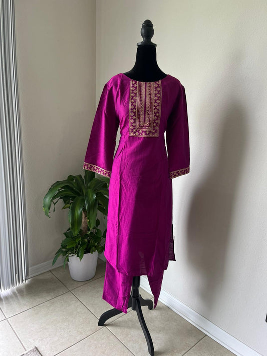 Ethnic Embroidered Kurta Trouser Dupatta Set
