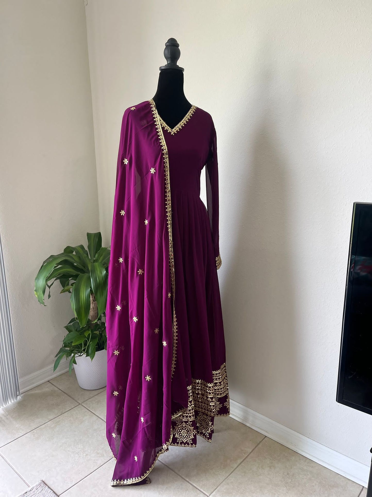 Floral Embroidered Anarkali Set with Dupatta