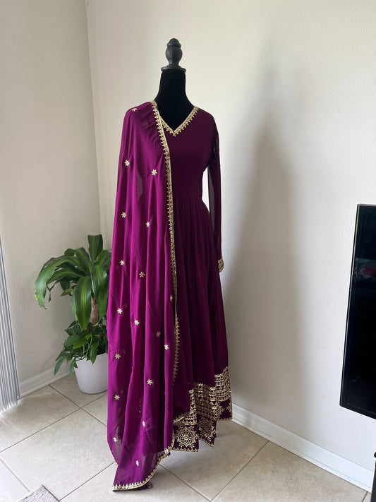 Floral Embroidered Anarkali Set with Dupatta