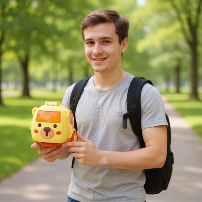 500ml Cute Cartoon Bus Straw Water Bottle with Handle